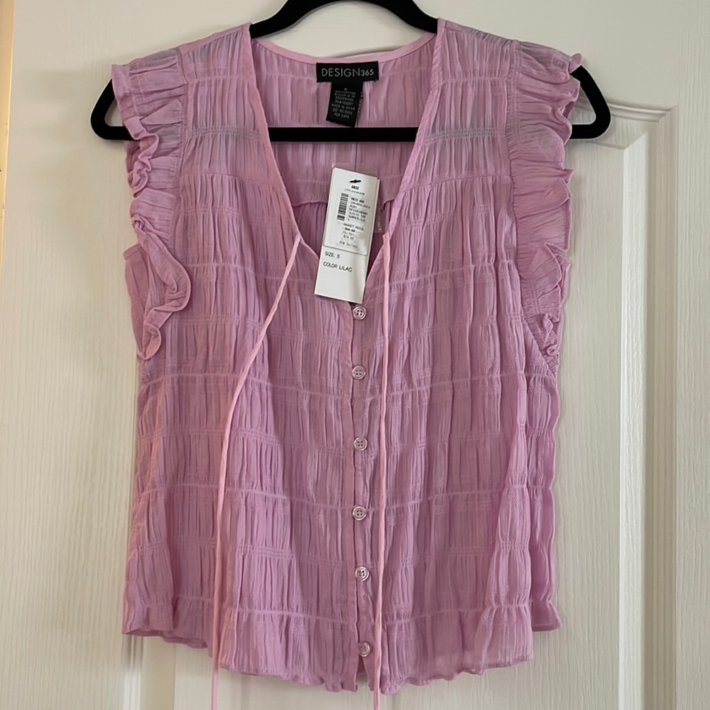 Saks Fifth Pink button up top is with lace